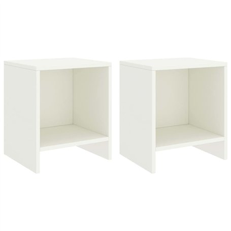 Comodini 2 pz Bianco 35x30x40 cm in Pino Massello