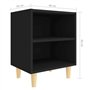 Comodino con Gambe in Legno Massello Nero 40x30x50 cm