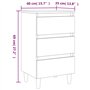 vidaXL Table de chevet avec pieds en bois massif Gris béton 40 x 35 x 69 cm
