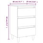 vidaXL Table de chevet avec pieds en bois massif Gris béton 40 x 35 x 69 cm