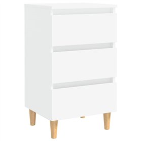 vidaXL Table de Chevet avec Pieds en Bois Solide, Armoire de Nuit avec Rangement, Armoire de Lit, Meuble de Chambre à Coucher, S