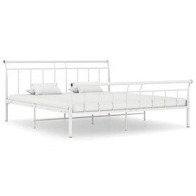 Cadre de lit sans matelas blanc métal 180x200 cm