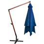 Parasol de jardin suspendu avec mât bleu azuré bois de sapin