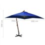 Parasol de jardin suspendu avec mât bleu azuré bois de sapin