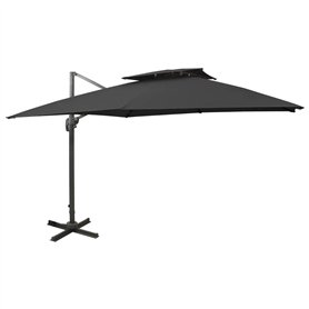 Parasol flottant vidaxl avec toit double 300x300 cm noir