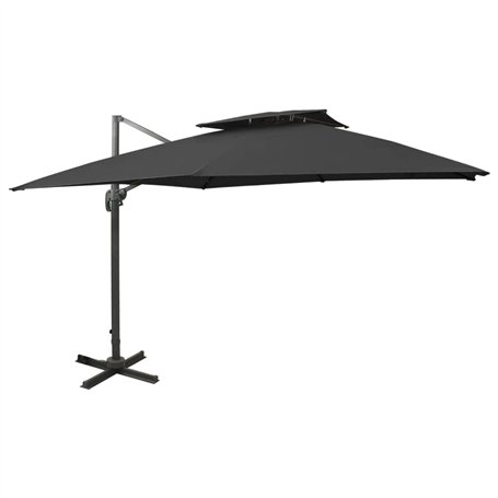 Parasol flottant vidaxl avec toit double 300x300 cm noir