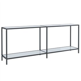 Tavolo Consolle Bianco 200x35x75,5 cm in Vetro Temperato