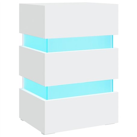 vidaXL Comodino con Luci LED Bianco 45x35x67 cm in Legno Multistrato