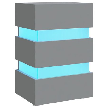 vidaXL Comodino con Luci LED Grigio 45x35x67 cm in Legno Multistrato