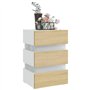 vidaXL Comodino con Luci LED Bianco e Sonoma 45x35x67cm in Multistrato