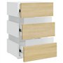 vidaXL Comodino con Luci LED Bianco e Sonoma 45x35x67cm in Multistrato