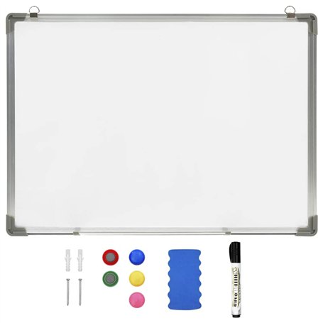 Tableau blanc magnétique effaçable à sec Blanc 70x50 cm Acier