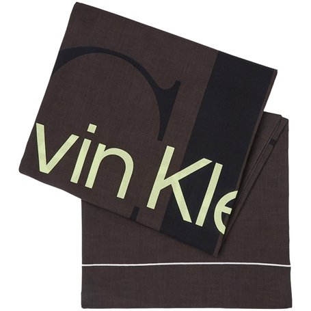 Calvin Klein Jeans Écharpe Femme Logo Coton Biologique, Noir (Black/Dark Juniper), Taille Unique