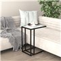 Table d appoint ordinateur Marbre blanc 50x35x65cm Verre trempé