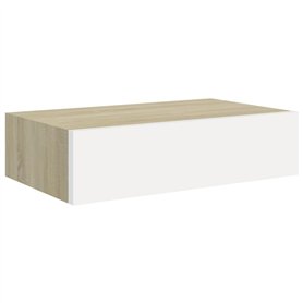 vidaXL Etagère à Tiroir Murale Armoire Flottante Etagère Suspendue Support Mural Salon Salle de Séjour Maison Chêne et Blanc 40x