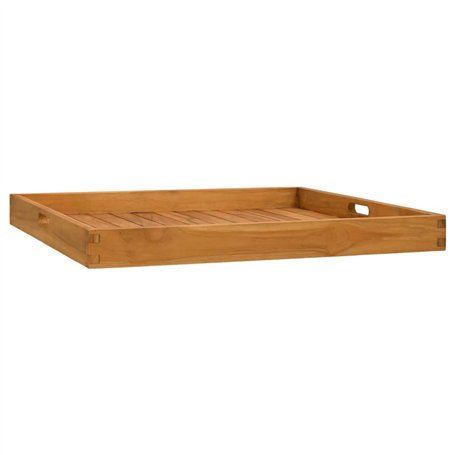 vidaXL Plateau de service en bois de teck massif – Grande taille de 70,1 x 70,1 cm, finition poncée fine, durable et durable, av