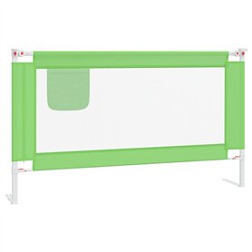 vidaXL Barrière de lit pour enfants de 18 mois à 5 ans – Barrière en tissu verte 140 x 25 cm – Hauteur réglable, protection faci