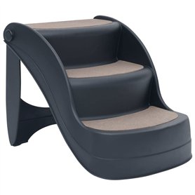vidaXL Escalier Pliable à 3 Marches pour Chiens Gris Foncé Etape Animaux