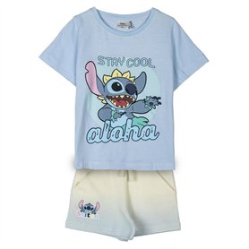 CERDÁ LIFE'S LITTLE MOMENTS T'shirt Stitch Ensemble t-Shirt et Short, White and Blue, Standard Girl's
