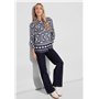 STREET ONE A344664 Chemisier en Satin Imprimé, Bleu Foncé, 40 Femmes T-Shirt, Multicolore
