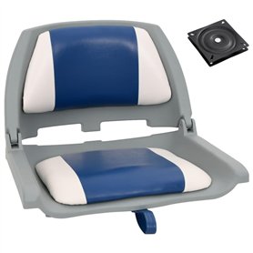 vidaXL Ensemble de sièges de bateau pliables 2 pcs oreiller bleu blanc, chaise de bateau, siège de bateau capitaine, chaise de b