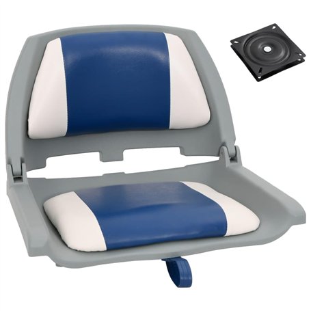 vidaXL Ensemble de sièges de bateau pliables 2 pcs oreiller bleu blanc, chaise de bateau, siège de bateau capitaine, chaise de b