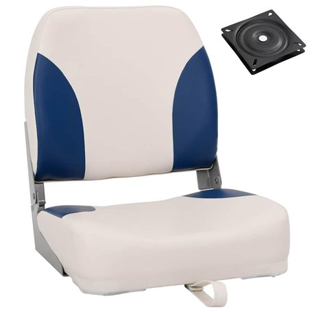 vidaXL Ensemble de sièges de bateau pliables 2 pcs oreiller bleu blanc, chaise de bateau, siège de bateau capitaine, chaise de b