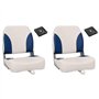 vidaXL Ensemble de sièges de bateau pliables 4 pcs oreiller bleu blanc, chaise de bateau, siège de bateau capitaine, chaise de b