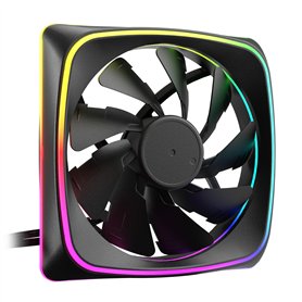 Sharkoon Ventilateur de boîtier 120 mm ARGB PWM avec lumières requins RVB PWM Noir Cadre modulaire Roulement dynamique fluide Re