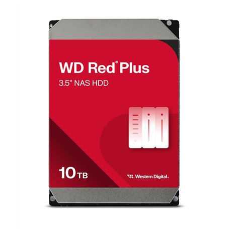 WD Red Plus 10TB NAS Disque Dur Interne 3,5" – 7200 RPM Classe, SATA GB/s, CMR, 512MB Cache