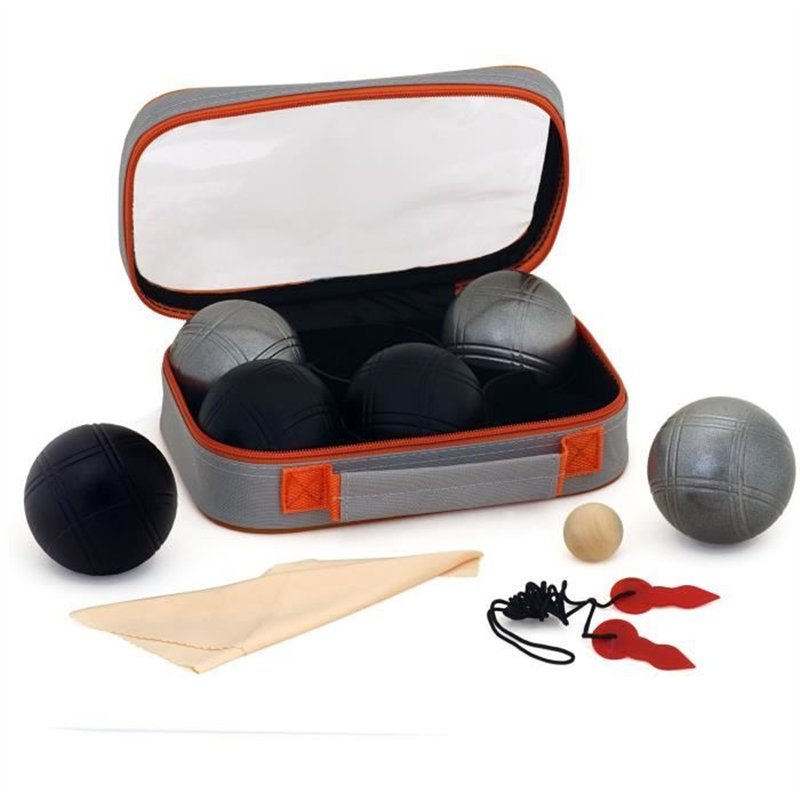 Double triplette de pétanque - K-RO - 3 Boules Noir Mat 3 Boules Acier Mat - 720 g