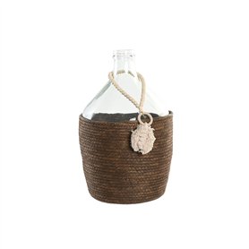 Vase Home ESPRIT Transparent Brun foncé Verre Naturel Colonial 26 x 26 x 39 cm