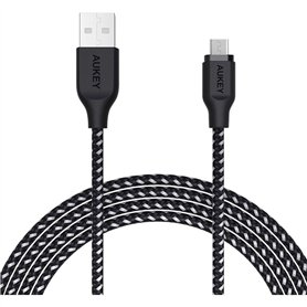 Câble USB vers micro USB Aukey CB-AM2 Blanc Noir 2 m