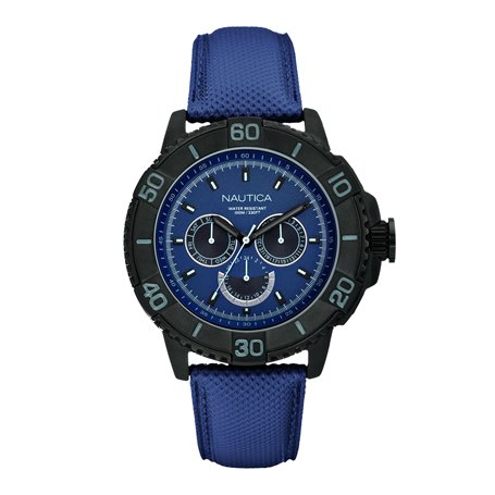 Nautica - A18644G - Montre Homme - Quartz Analogique - Cadran Bleu - Bracelet Cuir Bleu