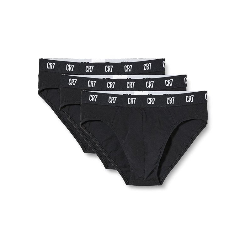 CR7 Cristiano Ronaldo Basic Caleçon pour Hommes Coton 3 Pack, Noir, L