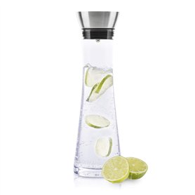 HI Carafe à eau en verre (1 litre) – Carafe en verre avec couvercle et bec verseur