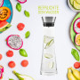 HI Carafe à eau en verre (1 litre) – Carafe en verre avec couvercle et bec verseur, bouteille d'eau en verre et acier inoxydable