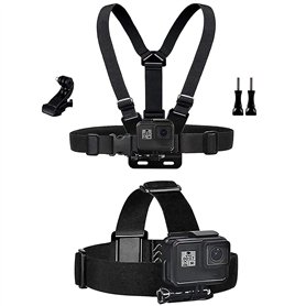 TEKCAM Harnais Poitrine Fixation Bandeau Compatible avec GoPro Hero 13/12/11/10/9/8/ AKASO V50X Brave 7/ GOOKAM/Jadfezy/Dragon T