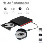 USB 3.0 Graveur Enregistreur Portable CD Rom +/-RW Mince Player Transmission Rapide Câble USB Intégr