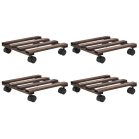 vidaXL 4X Support Roulant à Plantes Bois de Cèdre Tansport Étagère de Jardin
