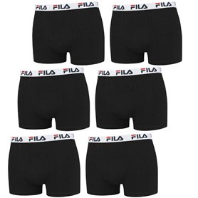 FILA Boxer 6 Pièces - Trunks avec Sportive Logo - Coton Stretch - Plusieurs Couleurs - Noir