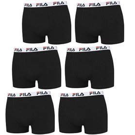 Fila Boxer 6 Pièces - Trunks avec Sportive Logo - Coton Stretch - Plusieurs Couleurs - Noir