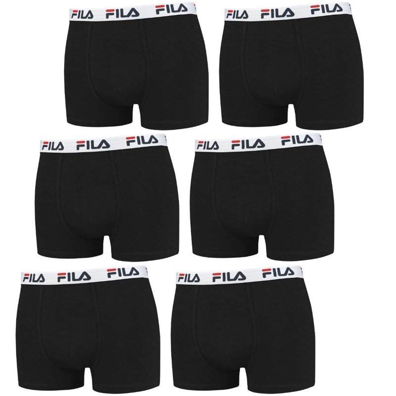 Fila Boxer 6 Pièces - Trunks avec Sportive Logo - Coton Stretch - Plusieurs Couleurs - Noir, XL - 6 Pack