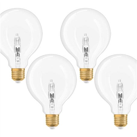Osram Vintage Edition 1906 Lot de 4 ampoules halogènes Globe G95 20 W = 25 W E27 Transparent Blanc chaud Intensité variable