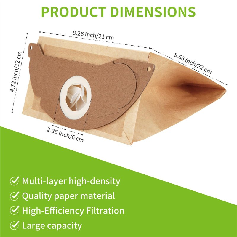 Image secondaire de 10 Sacs Filtre Remplacement pour Aspirateur Karcher WD2 MV2 6.904-322.0 WD2250 A2004 A2054