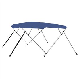 vidaXL Auvent Bimini à 4 Arceaux Auvent de Bateau Couverture de Bateau Abri de Bateau Résistant aux UV Extérieur Bleu 243x196x13
