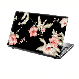 TaylorHe Skin en vinyle pour ordinateur portable 13-14" Motif floral rose sur fond noir
