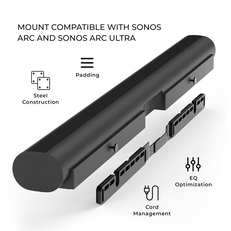 Image secondaire de HumanCentric Support Mural Compatible avec la Barre de Son Sonos Arc (Noir), Support de Montage Flottant Compatible avec Le Supp