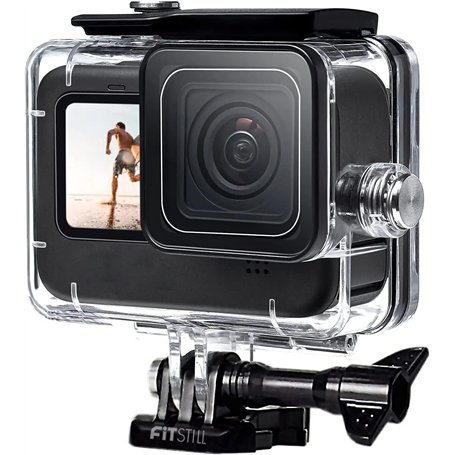 FitStill 60M/196FT Boîtier étanche pour Go Pro Hero 12/Hero 11/Hero 10/Hero 9 Black