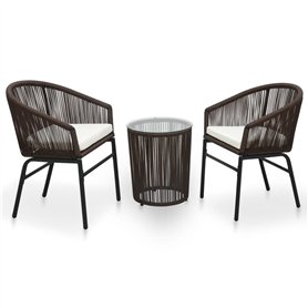 vidaXL Ensemble de Meubles de Jardin 3 pièces avec Coussins en rotin PVC Marron